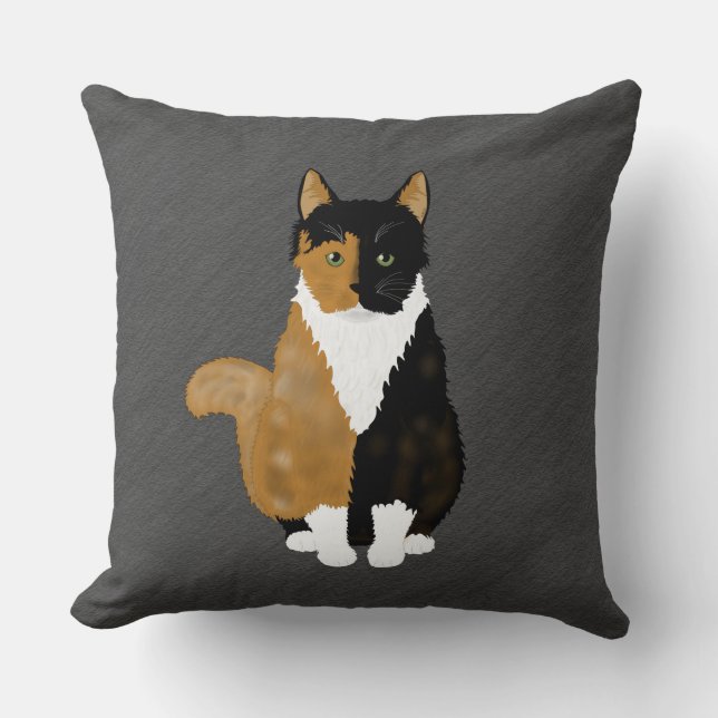 Calico Cat Throw Pillow Kissen (Vorderseite)
