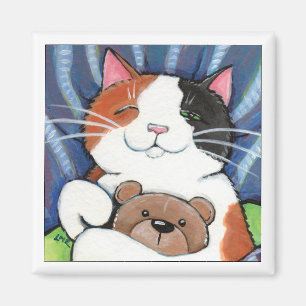 Calico Cat und Teddy Bear Cat Art Magnet
