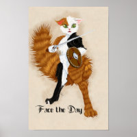 Calico Cat Warrior Grimalkin mit Schwert und Schil