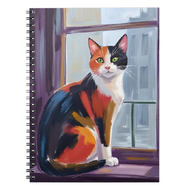 Calico Cat | Watercolor Windowsill Pet Notizblock (Vorderseite)