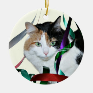 Calico Cat Weihnachtsbänder Keramik Ornament