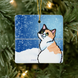 Calico Cat Window Keramikornament