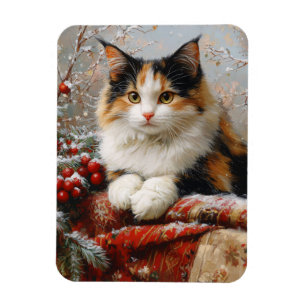 Calico Cat Winter Scene Painting flexibel Magnet