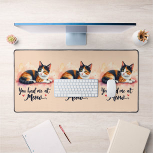 Calico Cat You eu Me at Meow Watercolor