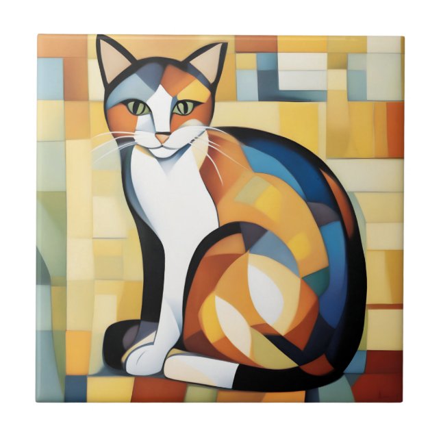 Calico Cubism A Feline Fliese (Vorderseite)