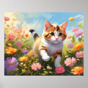 *~* Calico Flowers Kitty 5:4 Kätzchen Katze AP68 Poster