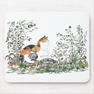 Calico Katze im Garten Mousepad