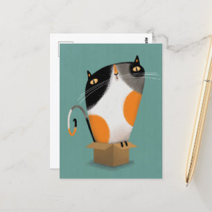 Calico-Katze in Kiste Postkarte