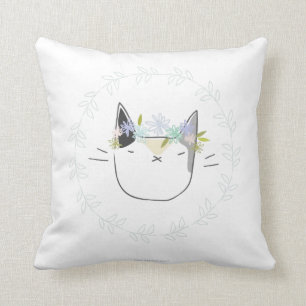 Calico Katze mit Wildblumen Kissen