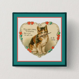 Calico Kitten im Herzen Button