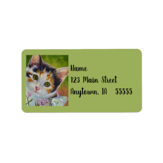 Calico Kitten & Sulfur Butterfly Wasserfarbe Art L Adressaufkleber