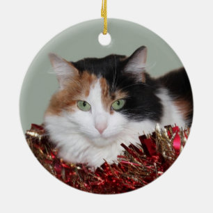 Calico kitty Christmas Keramik Ornament