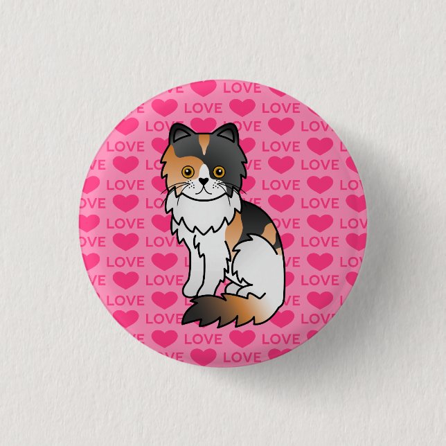 Calico Persian Cat Liebe Button (Vorderseite)