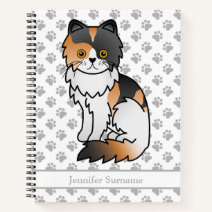 Calico Persischer Niedlicher Cartoon Cat & Custom Notizbuch