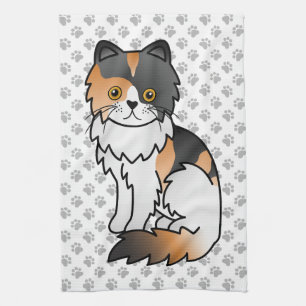 Calico Persischer Niedlicher Cartoon Cat Illustrat Geschirrtuch