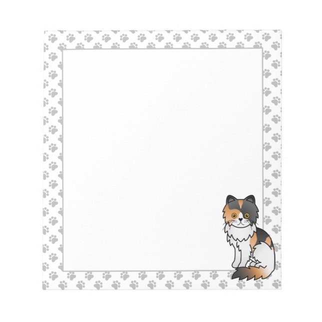 Calico Persischer Niedlicher Cartoon Cat Illustrat Notizblock (Vorderseite)
