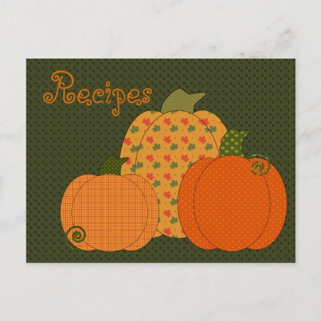 Calico Pumpkin Trio Rezept Card Postkarte (Vorderseite)