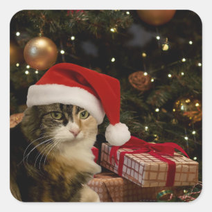 Calico Santa Kitty Aufkleber