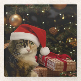 Calico-Santa-Kitty-Glasuntersetzer Glasuntersetzer