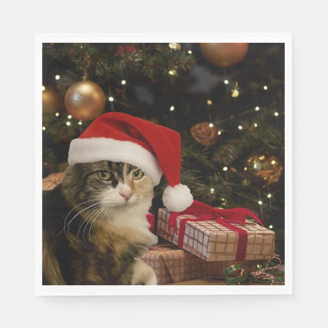 Calico Santa Kitty Servietten (Vorderseite)