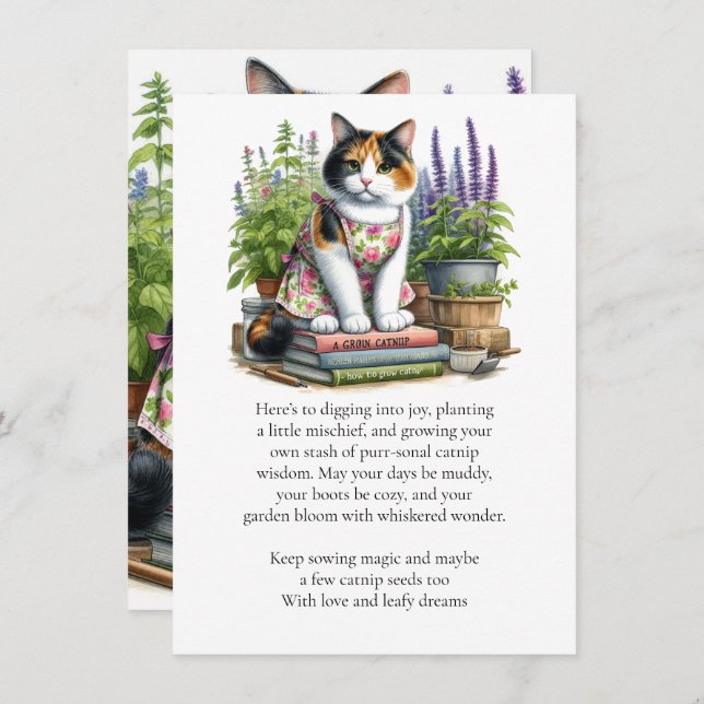 Calico und Catnip Cat Lovers Flat Note Card Mitteilungskarte (Vorne/Hinten)