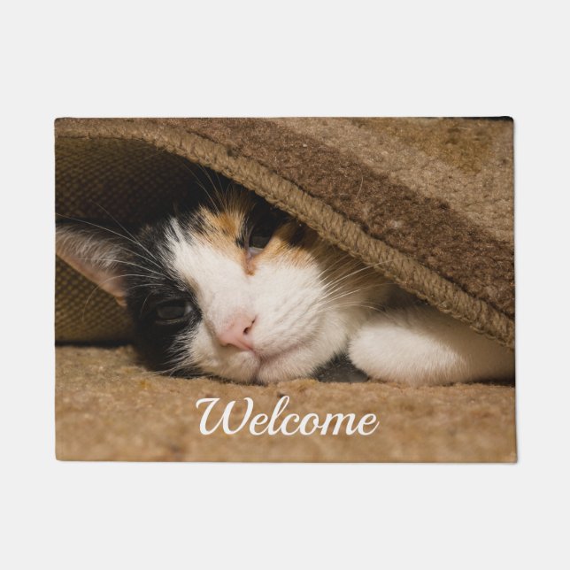 Calico unter der Rug Willkommenstürme Fußmatte (Vorderseite)