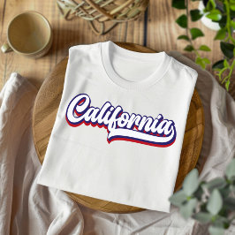 Californa Red White & Blue Vintag Script T - Shirt