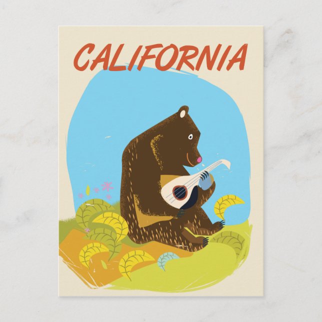 Californai Bear Vintager Cartoon Reiseplakat Postkarte (Vorderseite)