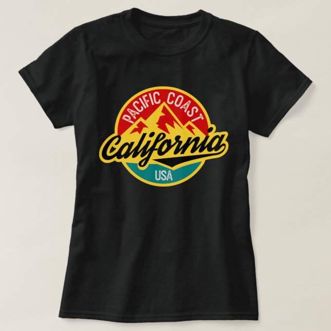 California Abzeichen Vintages Abenteuer T-Shirt (Design vorne)