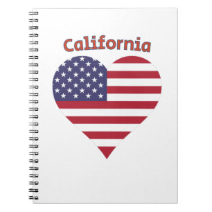 California American Flag Heart Notizblock
