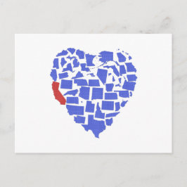 California American Staaten Heart Mosaic Blue Cali Postkarte