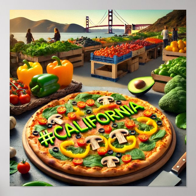 California Bauern Market Veggie Pizza Design Poster (Vorne)