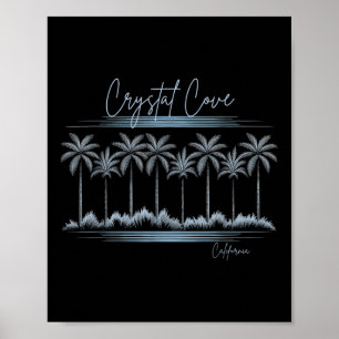 California Beach Crystal Cove Summer Vintag Palm Poster