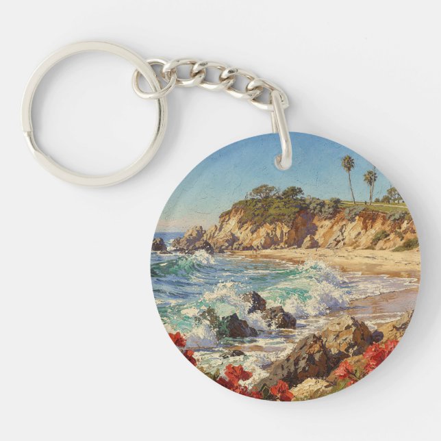  California Beach | Impressionist Coastal Art Schlüsselanhänger (Vorderseite)
