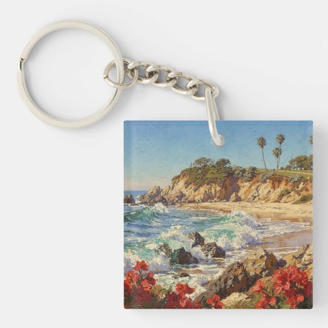  California Beach | Impressionist Coastal Art Schlüsselanhänger (Vorderseite)