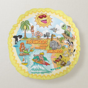 California Beach Life Pillow Rundes Kissen