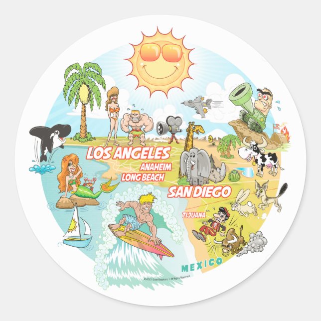 California Beach Life Runder Aufkleber (Vorderseite)
