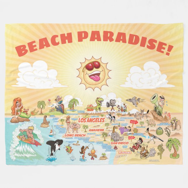 California Beach Paradise Fleecedecke (Vorderseite (Horizontal))