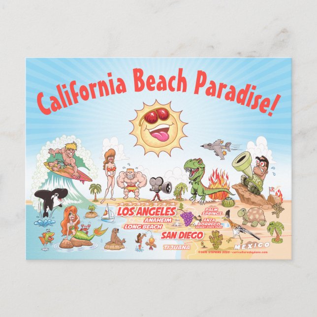 California Beach Paradise Postkarte (Vorderseite)