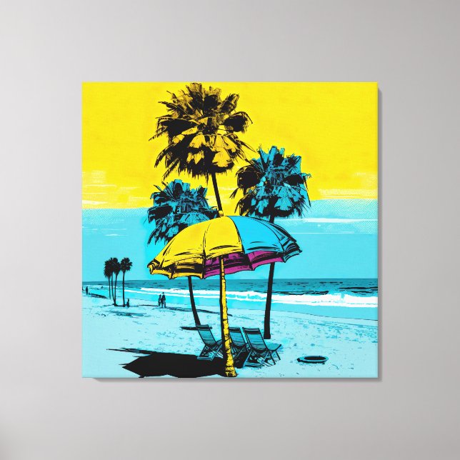 California Beach Pop Art Canvas Print Leinwanddruck (Vorderseite)