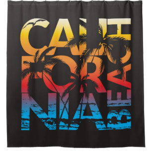 California Beach Poster Duschvorhang