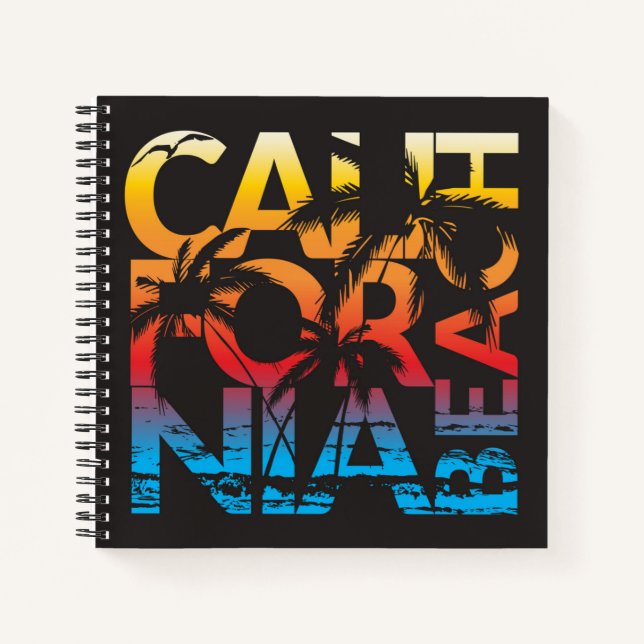 California Beach Poster Notizbuch (Vorderseite)