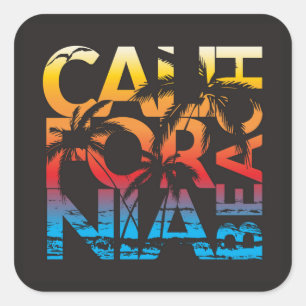 California Beach Poster Quadratischer Aufkleber