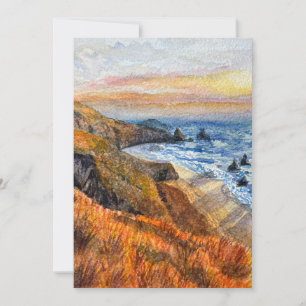 California Beach Sunset Watercolor Grußkarte Dankeskarte