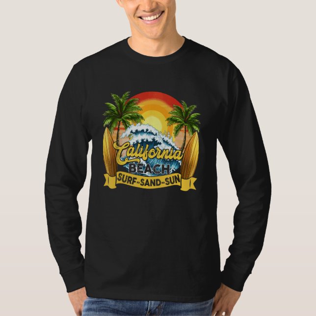 California Beach Surf Sand Sun Retro Summer  Men W T-Shirt (Vorderseite)