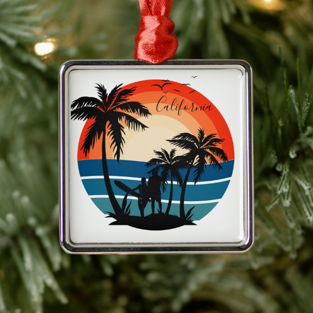 California Beach Surfer Sunset - Ornament (Baum)