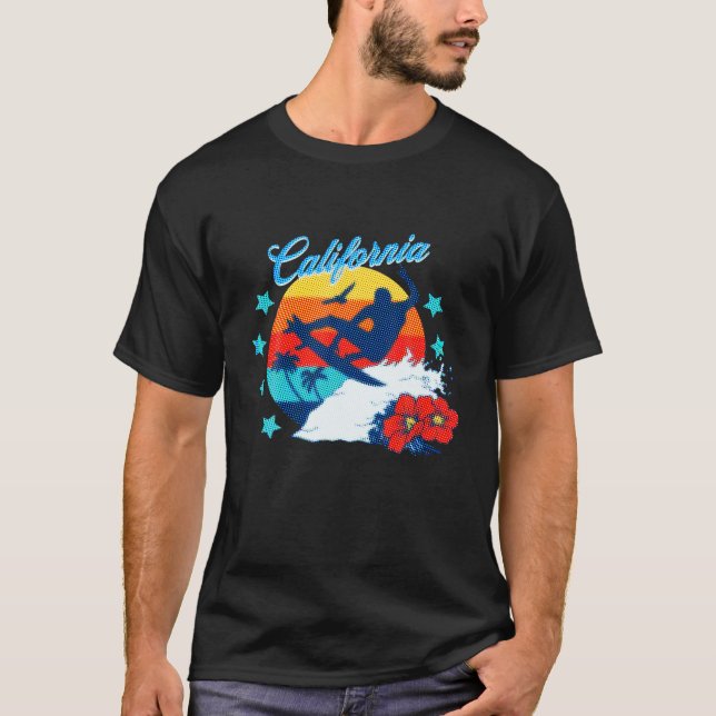 California Beach surfing USA Frauen Männer Kinder  T-Shirt (Vorderseite)