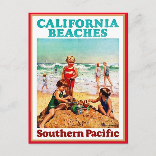 California Beaches Südpazifik Eisenbahn 1927 Postkarte (Vorderseite)