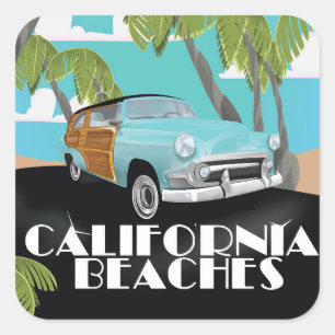 California Beaches Vacation Print Quadratischer Aufkleber