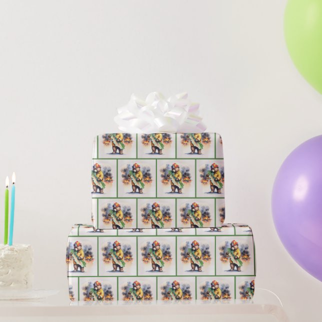 California Bear Feuerwehrmann Geschenkpapier (Partygeschenke)